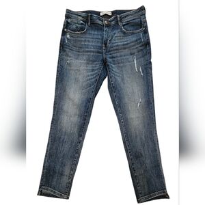 Zara Blue Mid Rise Skinny Step Hem Jeans Women's Size 10